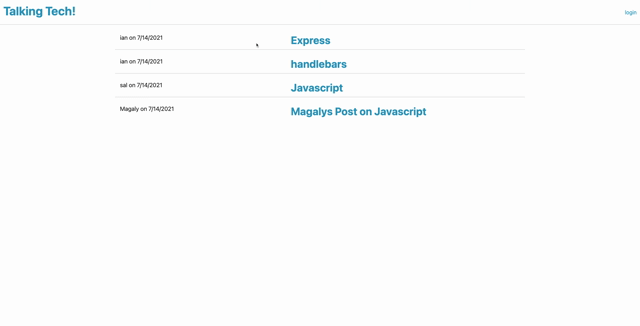 screenshot of talkin' tech application